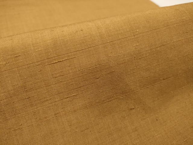 平和屋着物●山崎青樹作　草木染研究所　紬　色無地　反物　着尺　遠州茶　狐色　証紙付き　逸品　未使用　DABA7625zzz