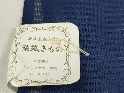 平和屋着物＊夏物　色無地　反物　着尺　濃藍色　洗える着物　未使用　DABA7655zzz