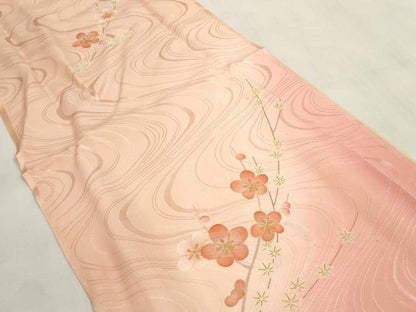 平和屋着物●和装小物 帯締め・帯揚げセット 流水枝梅文 金彩 金糸 逸品 未使用 DABA7678zzz