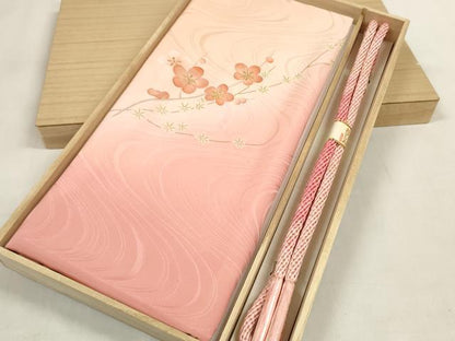 平和屋着物●和装小物 帯締め・帯揚げセット 流水枝梅文 金彩 金糸 逸品 未使用 DABA7678zzz