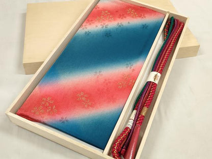 平和屋着物●和装小物 帯締め・帯揚げセット 舞桜文 金糸 組紐 逸品 未使用 DABA7679zzz