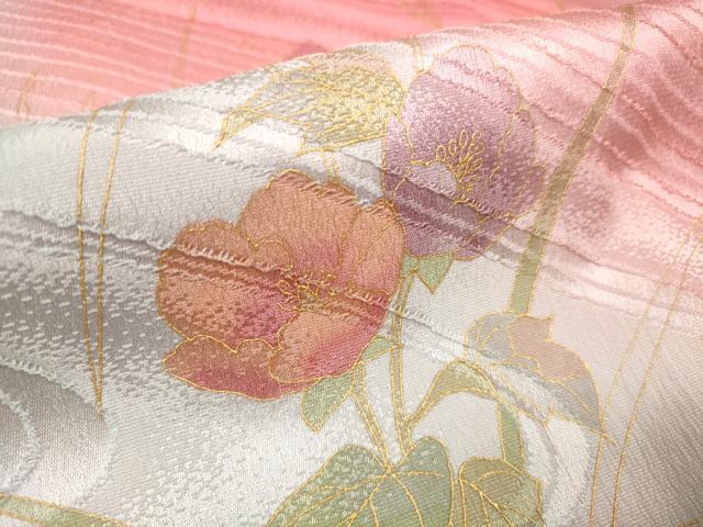 平和屋着物●和装小物 帯締め・帯揚げセット 草花文 金彩 逸品 DABA7680zzz