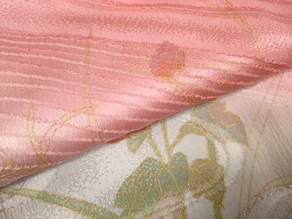 平和屋着物●和装小物 帯締め・帯揚げセット 草花文 金彩 逸品 DABA7680zzz