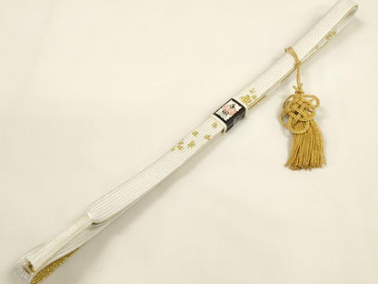 平和屋着物●和装小物　帯締め・帯揚げ・扇子セット　礼装用　刺繍　舞桜　手組　高麗組　金糸　亀房付き　逸品　未使用　DABA7692zzz