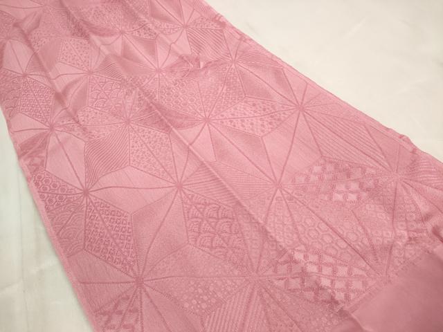 平和屋着物●和装小物 帯締め・帯揚げセット 紋意匠 麻の葉地紋 丹後ちりめん 桃色 逸品 未使用 DABA7694zzz