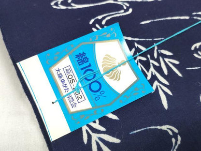 平和屋着物＊夏物 浴衣 反物 着尺 流水草木文 紺地 コーマ糸使用 綿 逸品 未使用 DABA7715zzz