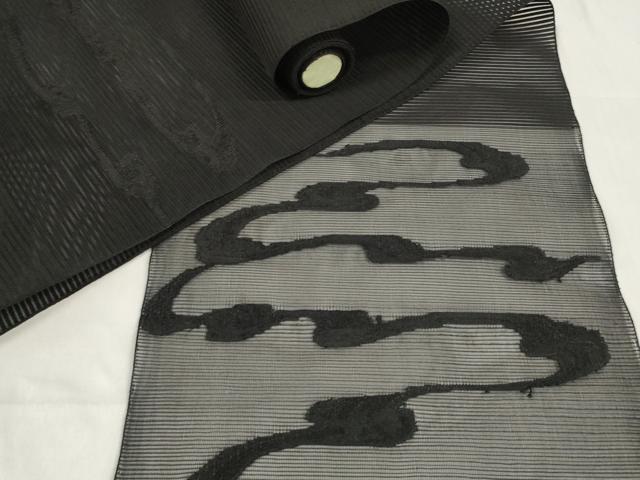 平和屋着物＊夏物 名古屋帯 帯反物 絽綴れ 清流 黒地 京都キキ工房謹製 上代29万 逸品 未使用 DABA7722zzz