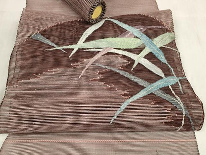 平和屋着物＊夏物 西陣 都織物謹製 名古屋帯 帯反物 手織 笹 金糸 証紙付き 逸品 未使用 DABA7724zzz