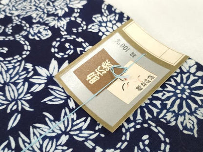 平和屋着物＊夏物 浴衣 反物 着尺 東京本染 花唐草文 紺地 綿 逸品 未使用 DABA7854zzz