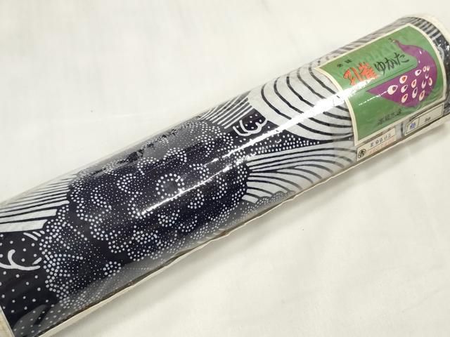 平和屋着物＊夏物　浴衣　反物　着尺　高級本染　孔雀ゆかた　流水菊文　綿　逸品　未使用　DABA7855zzz