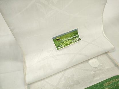平和屋着物＊夏物 長襦袢 反物 着尺 芝桔梗紋紗 生成り色 未使用 DABA7861zzz