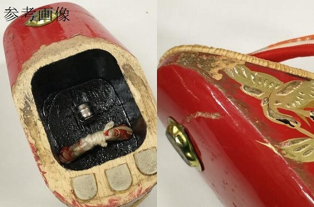 平和屋着物●和装小物　女の子　ぽっくり下駄　こっぽり・おこぼ下駄　畳表　金蒔絵　群れ鶴　箱付き　逸品　DABA7925zzz