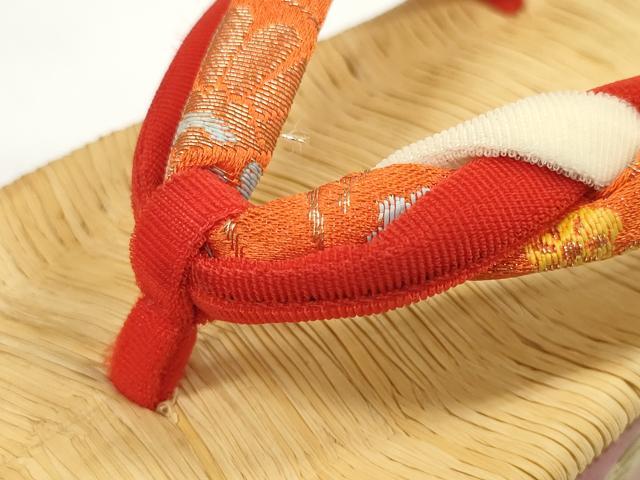 平和屋着物●和装小物　女の子　ぽっくり下駄　こっぽり・おこぼ下駄　畳表　金蒔絵　群れ鶴　箱付き　逸品　DABA7925zzz