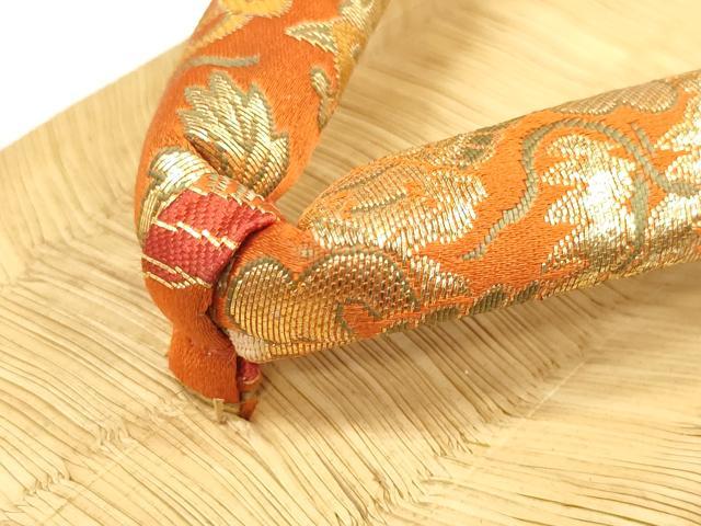 平和屋着物●和装小物　女の子　ぽっくり下駄　こっぽり・おこぼ下駄　畳表　金蒔絵　群れ鶴　逸品　DABA7926zzz