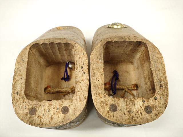 平和屋着物●和装小物　女の子　ぽっくり下駄　こっぽり・おこぼ下駄　畳表　金蒔絵　群れ鶴　逸品　DABA7926zzz