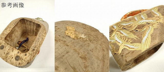 平和屋着物●和装小物　女の子　ぽっくり下駄　こっぽり・おこぼ下駄　畳表　金蒔絵　群れ鶴　逸品　DABA7926zzz