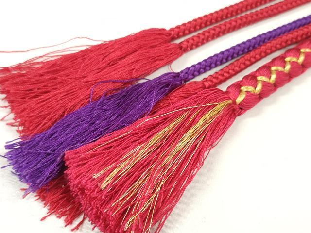 平和屋着物▼和装小物　帯締め3本　振袖用　飾り付き　パール　金糸　逸品　DABA7999zzz