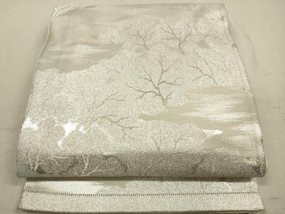 平和屋着物◎六通柄袋帯　樹林文　銀糸　正絹　逸品　DABA8001xg