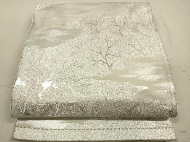 平和屋着物◎六通柄袋帯　樹林文　銀糸　正絹　逸品　DABA8001xg