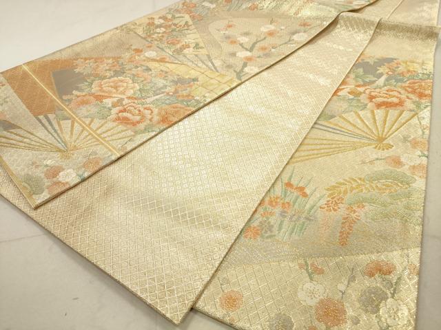 平和屋着物◎佐賀錦　六通柄袋帯　孔雀花文　九百錦　金糸　正絹　逸品　DABA8002xg