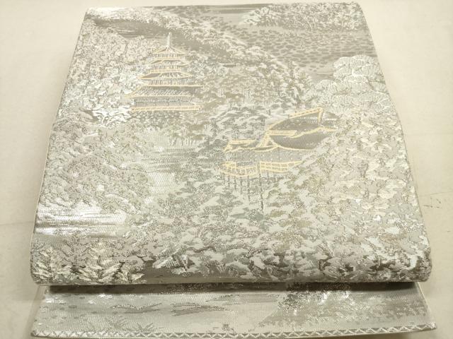 平和屋着物◎六通柄袋帯　京名勝　銀糸　正絹　逸品　DABA8003xg