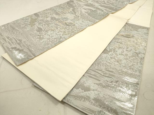 平和屋着物◎六通柄袋帯　京名勝　銀糸　正絹　逸品　DABA8003xg