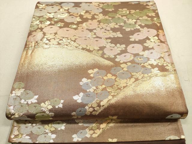 平和屋着物◎六通柄袋帯　菊　金糸　正絹　逸品　DABA8004xg