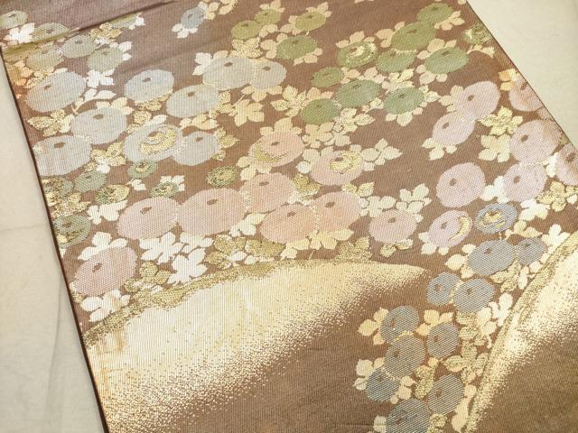 平和屋着物◎六通柄袋帯　菊　金糸　正絹　逸品　DABA8004xg