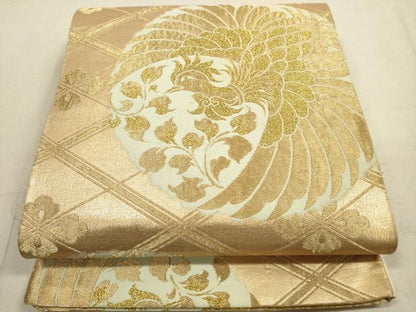 平和屋着物◎六通柄袋帯　鳳凰花文　金糸　正絹　逸品　DABA8006xg