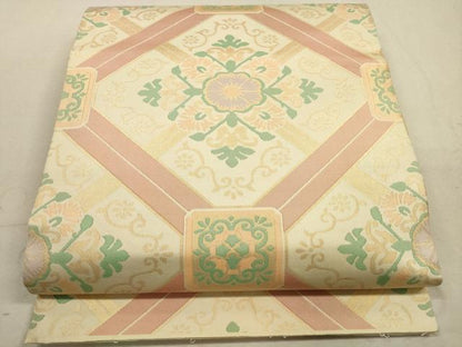 平和屋着物◎六通柄袋帯　花菱文　正絹　逸品　DABA8008xg