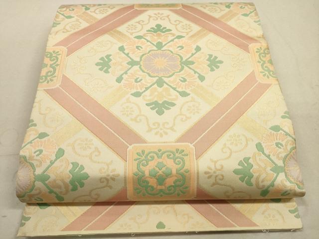 平和屋着物◎六通柄袋帯　花菱文　正絹　逸品　DABA8008xg