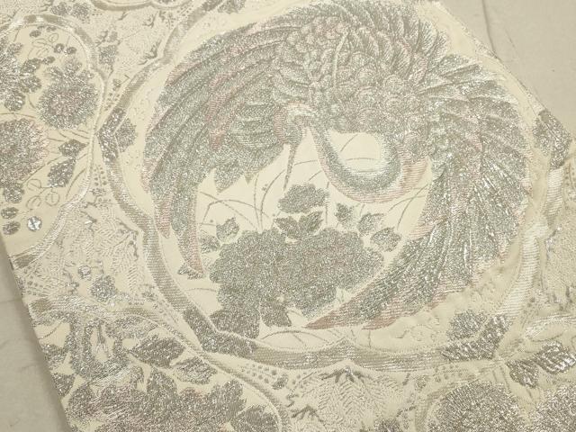 平和屋着物◎六通柄袋帯　草花文　プラチナ箔　九百瑞錦　正絹　逸品　DABA8010xg