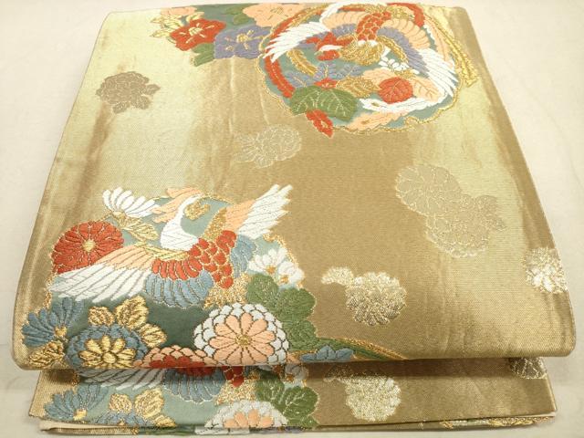 平和屋着物◎六通柄袋帯　唐織　鳳凰花文　金糸　正絹　逸品　DABA8030xg