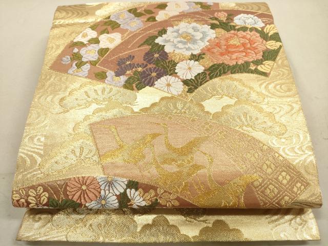 平和屋着物◎六通柄袋帯　唐織　地紙花文　金糸　正絹　逸品　DABA8040xg