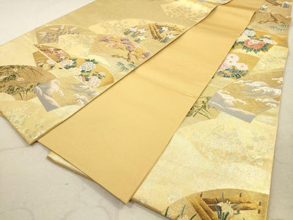 平和屋着物◎六通柄袋帯　唐織　地紙雅趣文　琳派礼讃　金糸　引箔　正絹　逸品　DABA8045xg