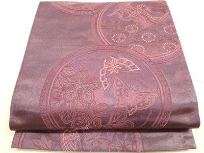 平和屋着物◎六通柄袋帯　花鳥文　正絹　逸品　DABA8052xg