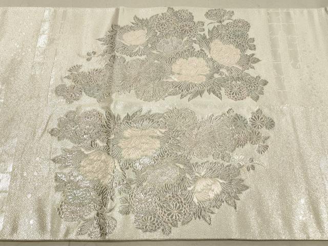 平和屋着物◎六通柄袋帯　唐織　王朝飾花鳥園図　銀糸　正絹　逸品　DABA8068xg