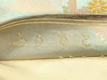 平和屋着物◎六通柄袋帯　唐織　陶器文　金糸　正絹　逸品　DABA8074xg