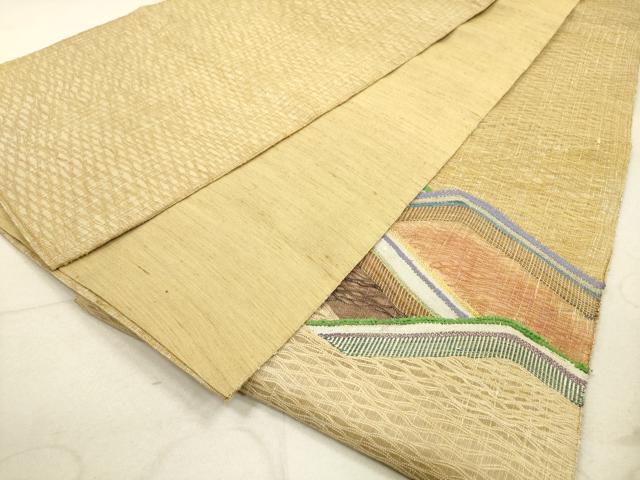 平和屋着物▽太鼓柄袋帯　スリーシーズン　春夏秋　すくい織　抽象文　金糸　正絹　逸品　DABA8185xg