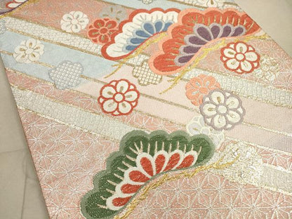 平和屋着物◎佐賀錦　六通柄袋帯　唐織　松梅文　金銀糸　正絹　逸品　DABA8191xg