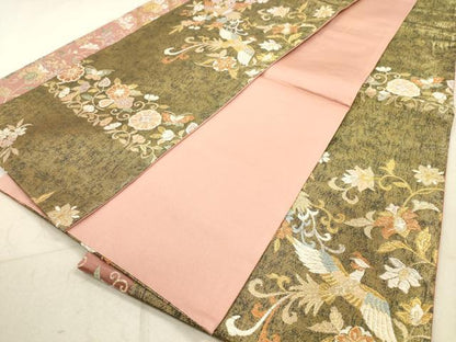 平和屋着物◎六通柄袋帯　花鳥文　金銀糸　鈴乃屋扱い　正絹　逸品　DABA8205xg