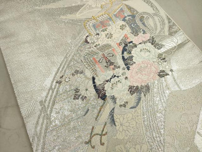 平和屋着物◎六通柄袋帯 唐織 巧彩模様箔 金銀糸 正絹 逸品 DABA8215xg