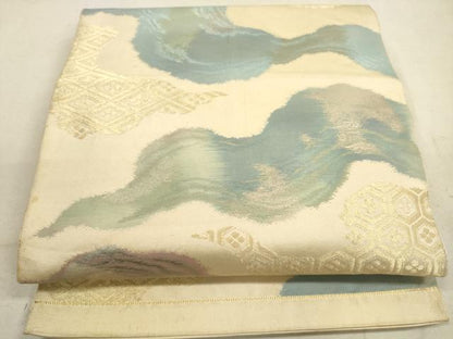 平和屋着物◎六通柄袋帯 霞吉祥文 金糸 正絹 逸品 DABA8216xg