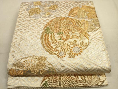 平和屋着物◎六通柄袋帯　花鳥丸文　金銀糸　正絹　逸品　DABA8226xg