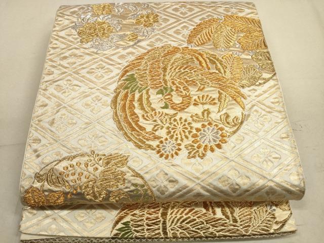 平和屋着物◎六通柄袋帯　花鳥丸文　金銀糸　正絹　逸品　DABA8226xg