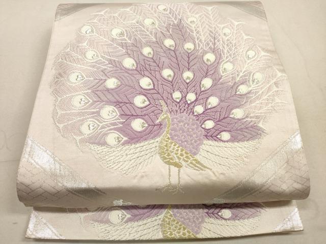 平和屋着物◎六通柄袋帯　唐織　孔雀文　金銀糸　正絹　逸品　DABA8334xg