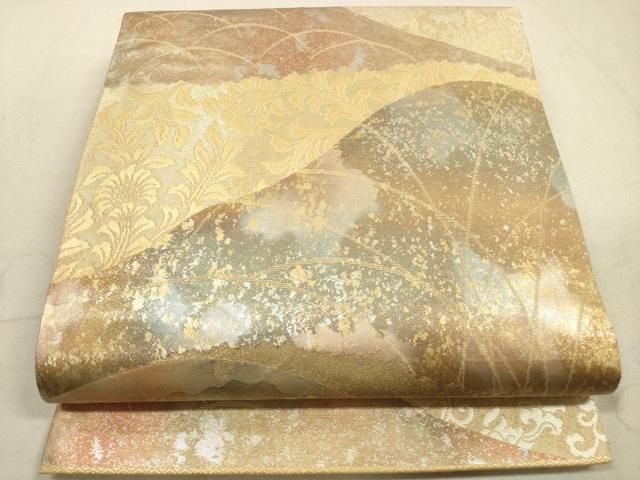 平和屋着物◎六通柄袋帯　道長更紗花文　金銀糸　引箔　正絹　逸品　DABA8336xg