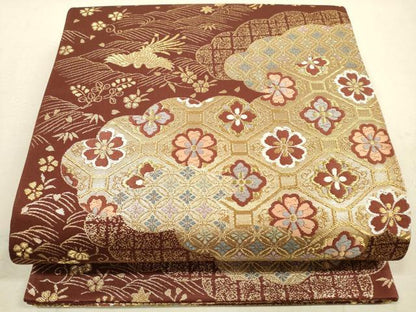 平和屋着物◎六通柄袋帯　唐織　古典華文　金糸　正絹　逸品　DABA8337xg