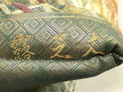 平和屋着物◎佐賀錦　六通柄袋帯　唐織　露芝文　綾都久紫　金糸　正絹　逸品　DABA8338xg