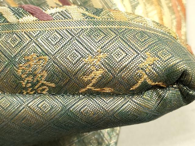 平和屋着物◎佐賀錦　六通柄袋帯　唐織　露芝文　綾都久紫　金糸　正絹　逸品　DABA8338xg